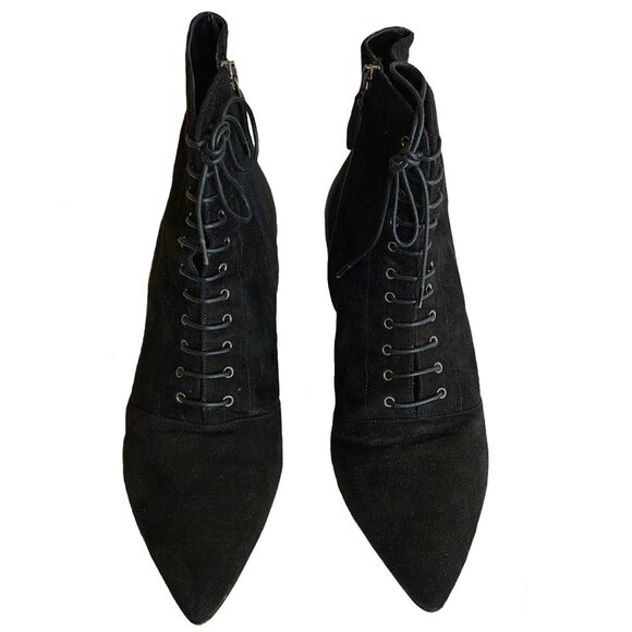 MIU MIU BLACK SUEDE LACEUP ANKLE BOOTS (39) - Picture 2 of 12